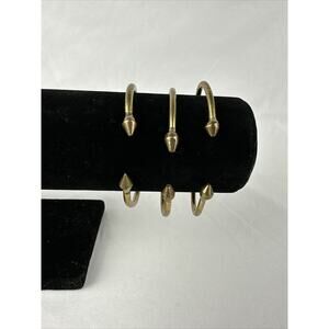 Vintage Brass Hand Forged Brutalist Spike Tip Cuff Bracelet Set of 3 Steampunk